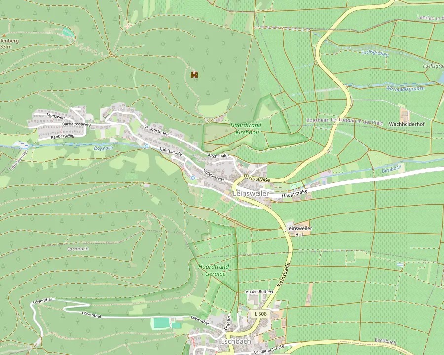 Karte mit der Lage des Weinguts Übel in Leinsweiler, Trifelsstraße 10
